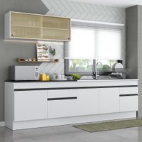 Armário de Cozinha Compacta com Rodapé Veneza Multimóveis MP2112.964 Branco/Preto