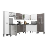 Armário de Cozinha Completa 9 peças Xangai Rock Multimóveis Branco/Lacca Fumê