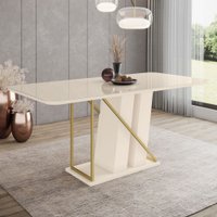 Mesa de Madeira Andy com Vidro Off White - Henn