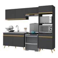 Cozinha Compacta 4 peças com Armário e Balcão MP3749 Veneza GB Multimóveis Preta