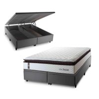 Conjunto Box Baú San Diego Branco 193x203x74 Espuma D33 Branco/Cinza