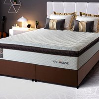 Conjunto Cama Box Espuma San Diego Casal Branco/Marrom Queen 158x198x67