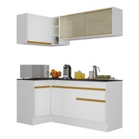 Cozinha Compacta de Canto com Rodapé Veneza Multimóveis MP2091 com Armário e Balcão Branca