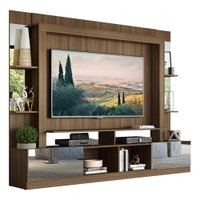 Estante com Suporte TV 65" e Espelho Oslo Multimóveis V3381 Madeirado/Branco