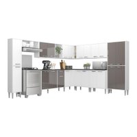 Armário de Cozinha Completa 11 peças Xangai Pop Multimóveis Branco/Lacca Fumê