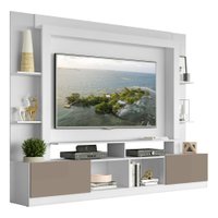Estante com Suporte TV 65" e 2 portas Oslo Multimóveis V3386 Branco/Lacca Fumê