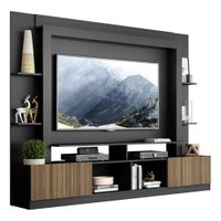 Estante com Suporte TV 65" e 2 portas Oslo Multimóveis V3386 Preto/Madeirado