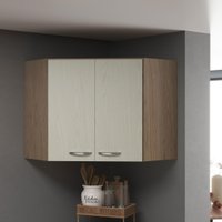 Armário Aéreo Modulado De Canto Fidelitá Paris 75cm 2 Portas Nogal/Salinas