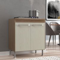 Balcão Modulado Com Tampo Fidelitá Paris 70cm 2 Portas Nogal/Salinas