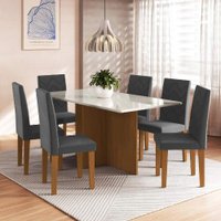 Conjunto Sala De Jantar Fidelitá Itália 170cm Com 6 Cadeiras Freijó/Off-White Assento Grafite