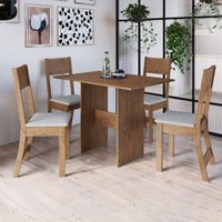 Conjunto Sala de Jantar Fidelitá Siena Com 4 Cadeiras Noce Assento Linho