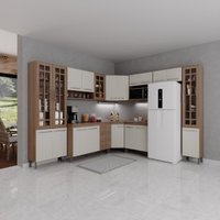 Cozinha Modulada Completa Fidelitá Paris 9 Peças 515cm 20 Portas 3 Gavetas Com Tampo