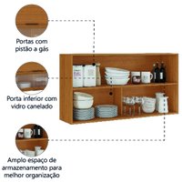 Armário De Cozinha Aéreo Duplo 2 Portas Com Vidro Módulo Suspenso Cinamomo Namur Itatiaia