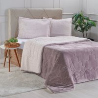 Edredom Sherpa Queen Dupla Face 220x240cm Old Mauve