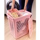 Conjunto Cesto para Roupas 55L com Tampa e Cesto Interno 6L para Peças Pequenas UZ Rosa