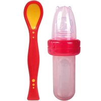 Kit Introdução Alimentar Colher Flexível e Chupeta Porta Frutinha Bico Sugador Buba Colorido
