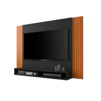Painel Tokyo Para Tv Até 43 Polegadas Com 02 Nichos Cor:Preto/Ripado