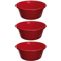 Conjunto 3 Bacias Plásticas 25L para Limpeza Astra com Alças Laterais Vermelho Bordô