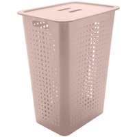 Cesto de Roupa Suja Ou 47 Litros Rosa Duna Fechado para Banheiro Lavanderia com Tampa
