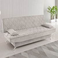 Sofá Cama 3 Lugares Polaris Retrátil Veludo Marfim - Viero Móveis