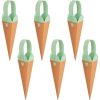 Kit 6 Cenourinhas Cone de Páscoa Embalagem Plástica para Chocolate Doces Presente Laranja Dello