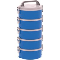Conjunto 5 Marmitas Térmicas Marmitex Termoprato Tekcor 1,5 Litros Almoço Lanche Soprano Azul