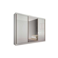 Guarda Roupas 3 Portas de Correr    e 8 Gavetas Com Espelho Natus Plus Branco - Novo Horizonte