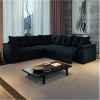 Sofá de Canto 5 Lugares Retrátil Qatar Suede Preto