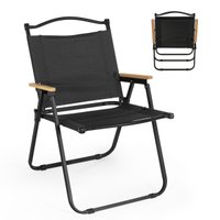 Cadeira Dobrável de Praia e Acampamento Ultra Leve em Tecido e Metal - Preto