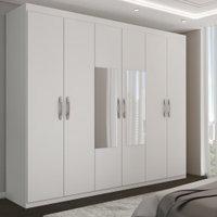 Guarda-Roupa Casal Vaticano 6 Portas 2 Gavetas com Espelho Branco - Panorama Móveis