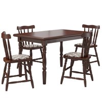 Conjunto Mesa de Jantar 125cm com 4 Cadeiras Estofadas Multimóveis CR50084 Castanho