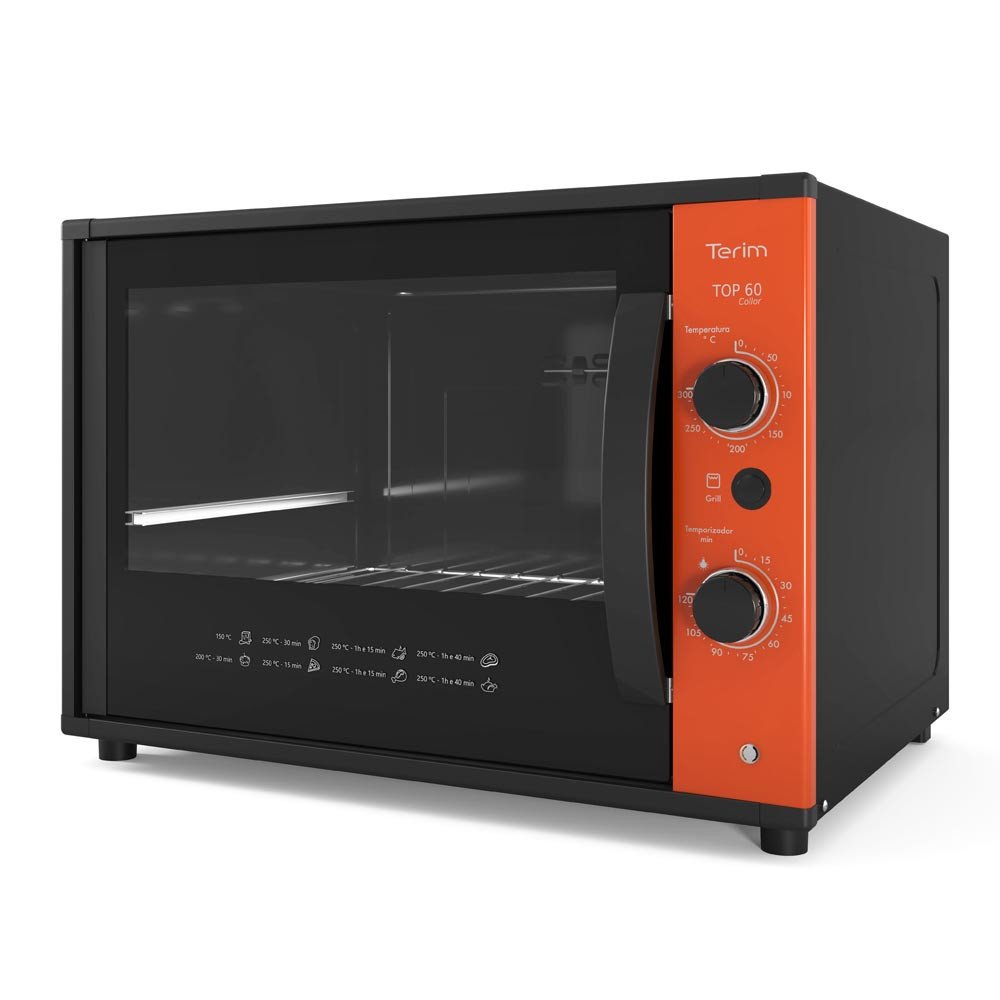 Forno 60l Terim Preto - Elétrico - Top Collor Laranja - 220v