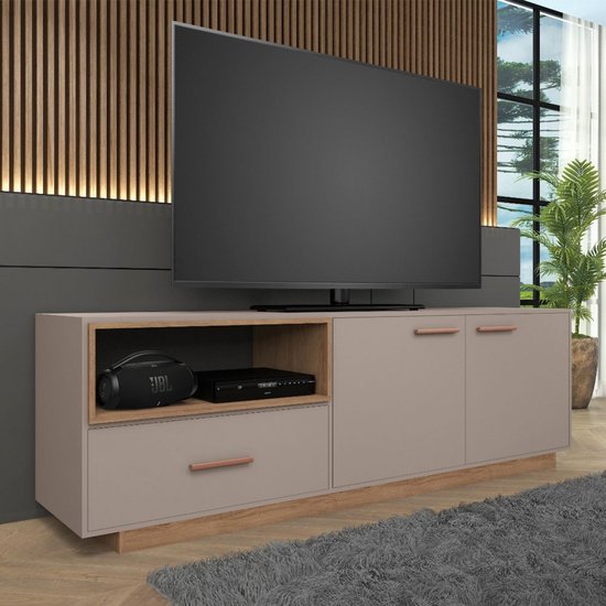 Rack para TV Até 85 Polegadas Everest 2 Portas 1 Gaveta Fendi/Mel - Fellicci