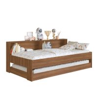Cama Solteiro c/ Estante e cama Auxiliar 90 San Diego Nogal