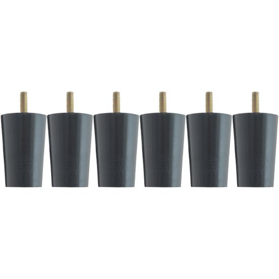Conjunto 6 Pés Para Cama Box Solteiro 6cm Box Baú Preto Madeira