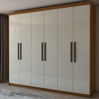 Guarda-Roupa Casal Coliseu 6 Portas 4 Gavetas Cinamomo/Off White - Panorama Móveis