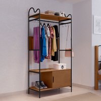 Closet Oasis 1 Porta 3 Prateleiras Preto/Nature - Art Panta