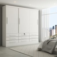 Guarda-Roupa Casal Fortaleza 3 Portas 9 Gavetas Neve - Panorama Móveis