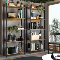 Estante P/ Livros Nobre 10 Prateleiras Estilo Industrial Freijó/Black - Panorama Móveis