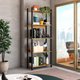 Estante p/ Livros Nobre 5 Prateleiras Estilo Industrial Freijó/Black - Panorama Móveis