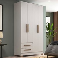 Guarda-Roupa Solteiro Com 4 Portas 2 Gavetas Branco - Decibal