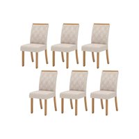 Cadeira Sala de Jantar Vita Kit 6 Un Nature/Veludo Light Linho - Henn