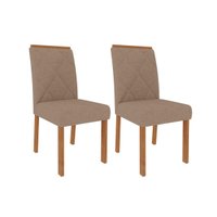 Cadeira Sala de Jantar Fernanda Wood Kit 2 Un Nature-Madeirado/ Linho Bege - Cimol