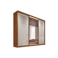 Guarda Roupa Casal 3 Portas de Correr e 4 Gavetas c/ 1 Espelho Diamond/Toulon Plus Cumaru/Fendi - Novo Horizonte