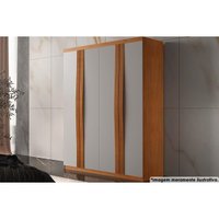 Guarda Roupa Solteiro 4 Portas e 2 Gavetas Grécia Naturale/Off White - Rufato