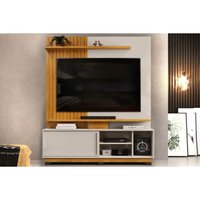 Home p/TV até 55 Polegadas Athenas c/ Prateleira Nichos e Rodapé 150x179cm Cedro/Bali - DJ Móveis