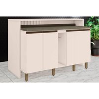 Bancada Ilha Cozinha Balcão Gourmet Connect c/ 3 Portas 145cm - Henn Off White - Henn