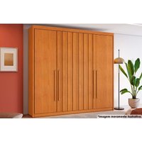 Guarda Roupa Solteiro 4 Portas 2 Ripadas e 4 Gavetas Grécia Cinamomo - Conquista