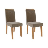 Cadeira Sala de Jantar Taís Kit 2 Un Savana/Nature-Suede Pluma-Joli Capuccino - Cimol