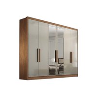 Guarda Roupa Casal 6 Portas e 4 Gavetas c/ Espelho Rizon/Linea Cumaru/Fendi - Novo Horizonte